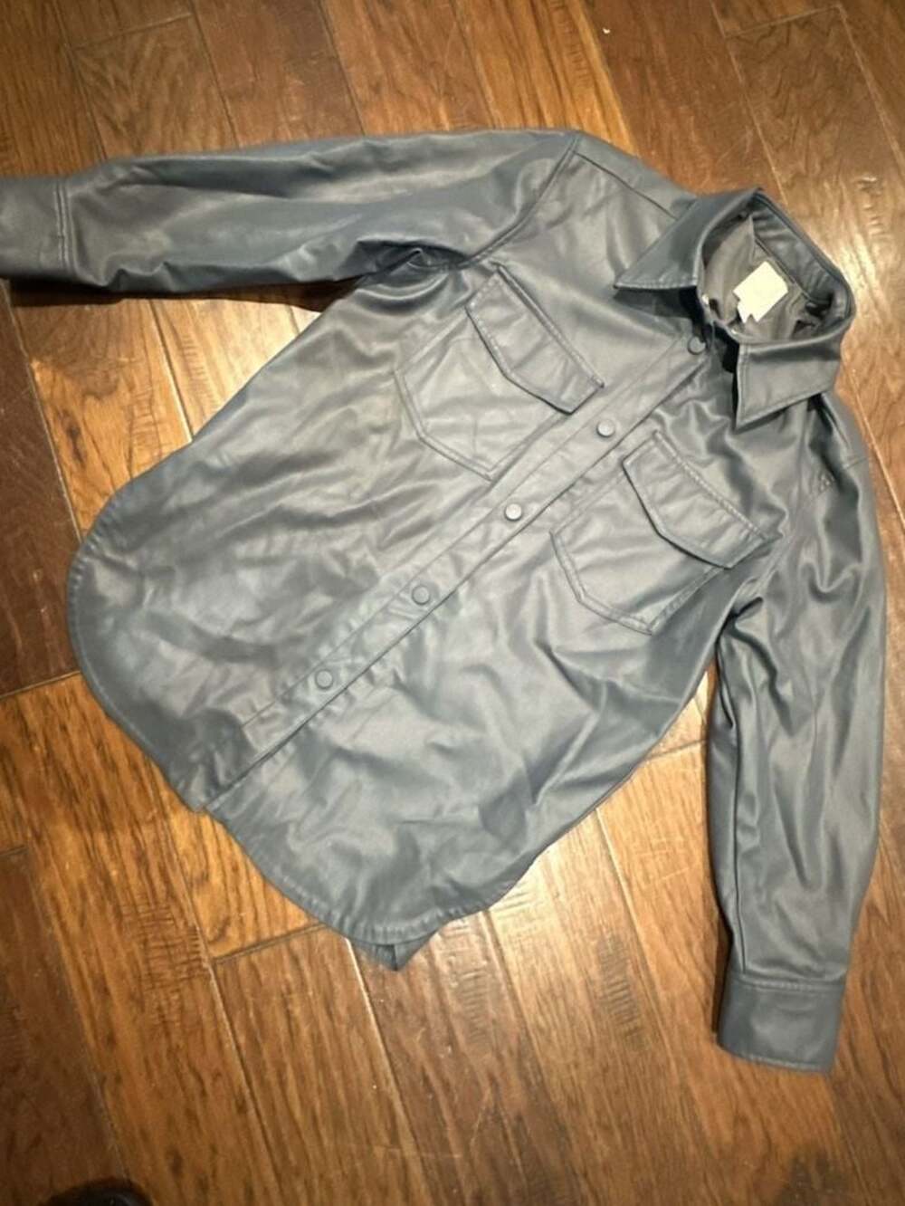 H&M Faux Leather Shirt Jacket Size S